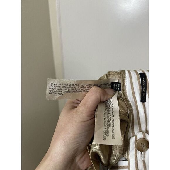 Massimo Dutti brown stripe cropped straight leg trouser pants size US 10 - Picture 4 of 6